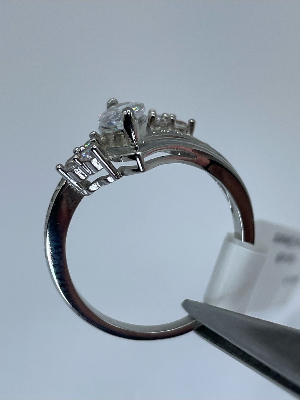 Swarovski Crystal Elements White Marquise Crystal Art Deco Ring Sz 8 - Picture 8 of 12